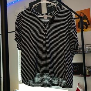 Black & white striped collared tee